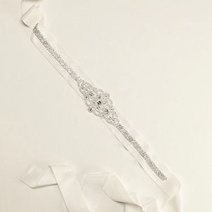 Grosgrain Sash with Linear Beaded Design